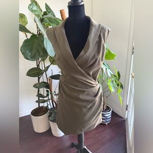 Express Olive Mini Wrap Dress